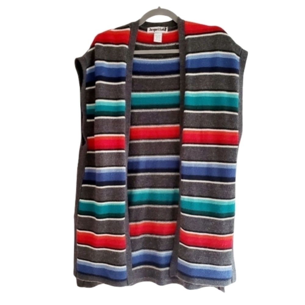 VTG Jacque & Koko Southwestern Stripe Knit Vest‎ Cardigan